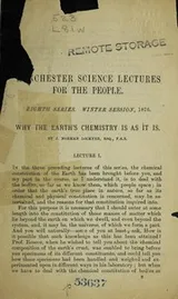Cover of Why the earth's chemistry is as it is