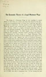 Cover of The economic theory of a legal minimum wage