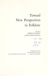 Cover of Toward new perspectives in folklore