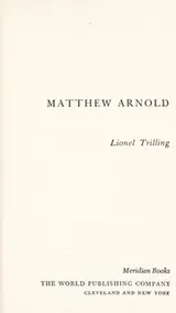 Cover of Matthew Arnold