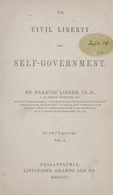 Cover of On civil liberty and self-government