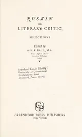 Cover of Ruskin as literary critic