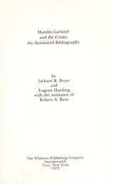 Cover of Hamlin Garland and the critics