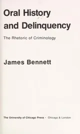 Cover of Oral history and delinquency
