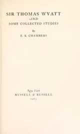 Cover of Sir Thomas Wyatt