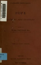 Cover of Satires and epistles