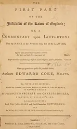 Cover of The first part of the Institutes of the Lawes of England