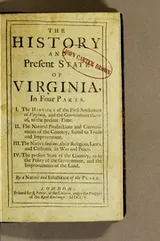 Cover of The history and present state of Virginia, in four parts