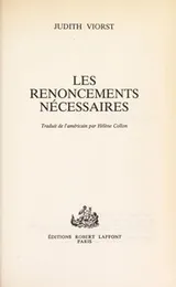 Cover of Les renoncements necessaires