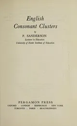 Cover of English consonant clusters