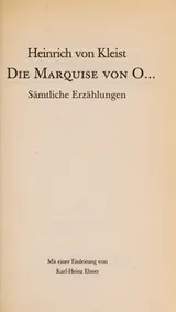 Cover of Die Marquese Von O
