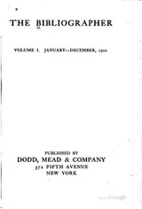 Cover of The Bibliographer [a journal of bibliography and rare book news]