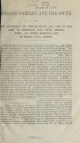 Cover of Horace Greeley and the South