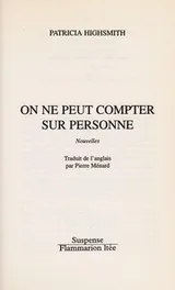 Cover of On ne peut compter sur personne