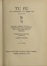 Cover of Tu Fu, the Autobiography of a Chinese Poet, A.D. 712-770