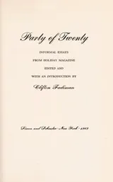 Cover of Party of twenty; informal essays from Holiday magazine