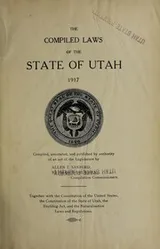 Cover of The Compiled Laws of the State of Utah, 1917 ..