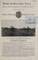 Cover of Hardy grafted nut trees ... moved and transplanted "the Hershey way"