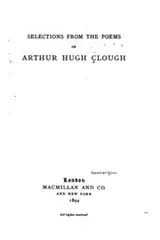 Cover of Selections from the Poems of Arthur Hugh Clough