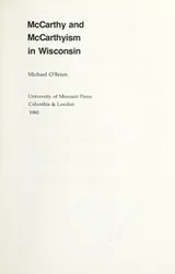 Cover of McCarthy and McCarthyism in Wisconsin