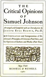 Cover of The critical opinions of Samuel Johnson