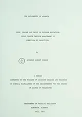 Cover of Self, leader and group in outdoor education