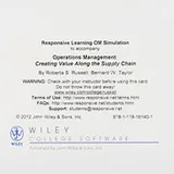 Cover of Operations Management, Responsive Learning OM Simulation