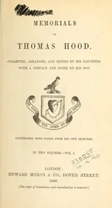 Cover of Memorials of Thomas Hood