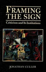 Cover of Framing the sign