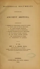 Cover of Historical documents concerning the ancient Britons