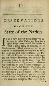 Cover of Observations upon the state of the nation in January 1712/3