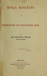 Cover of Royal descents and pedigrees of founders' kin