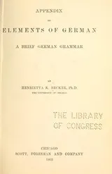Cover of Appendix to Elements of German