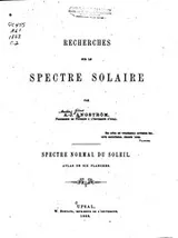 Cover of Recherches sur le spectre solaire