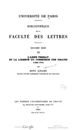 Cover of L' abbé Terray et la liberté du commece des grains, 1769-1774