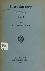 Cover of Introductory lecture
