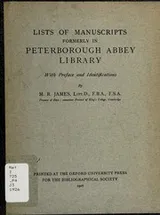Cover of Lists of manuscripts formerly in Peterborough abbey library