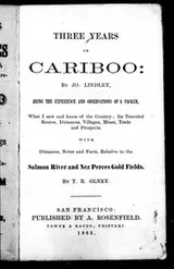 Cover of Three years in Cariboo