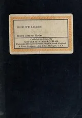 Cover of How We Learn