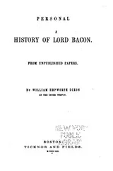 Cover of Personal History of Lord Bacon: From Unpublished Papers