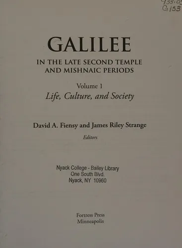 Cover of Galilee in the Late Second Temple and Mishnaic Periods