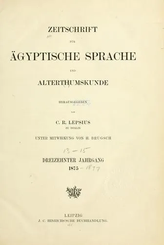 Cover of Zeitschrift für ägyptische Sprache und Alterthumskunde