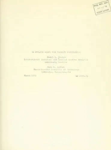 Cover of A Utility Model for Product Positioning