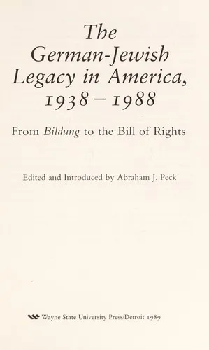 Cover of The German-Jewish Legacy in America, 1938-1988