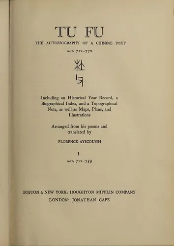 Cover of Tu Fu, the Autobiography of a Chinese Poet, A.D. 712-770