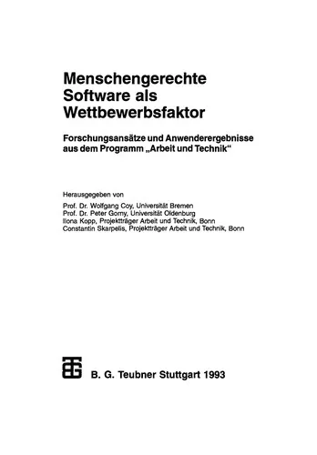 Cover of Menschengerechte Software Als Wettbewerbsfaktor